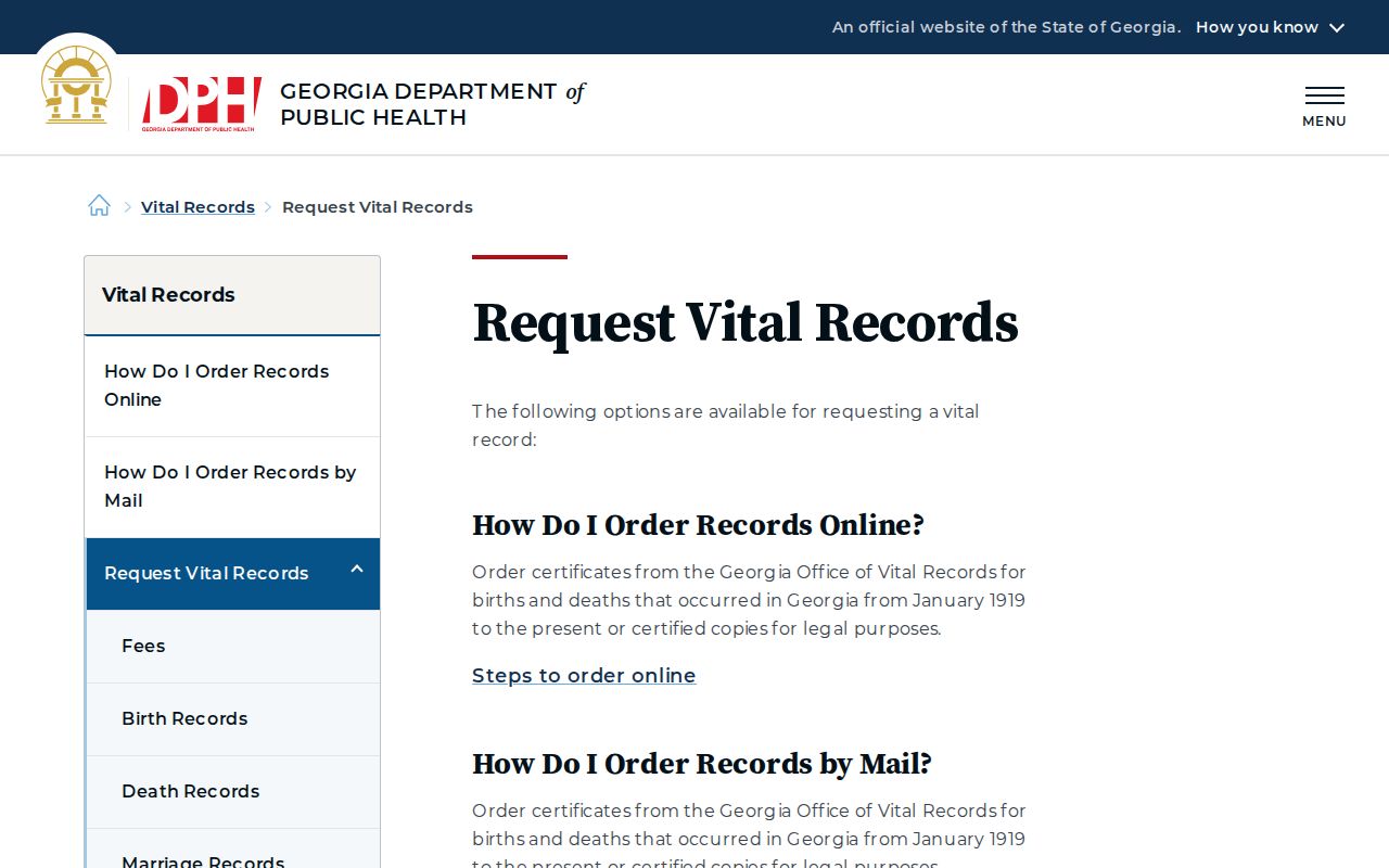 LaGrange people search vital records request options