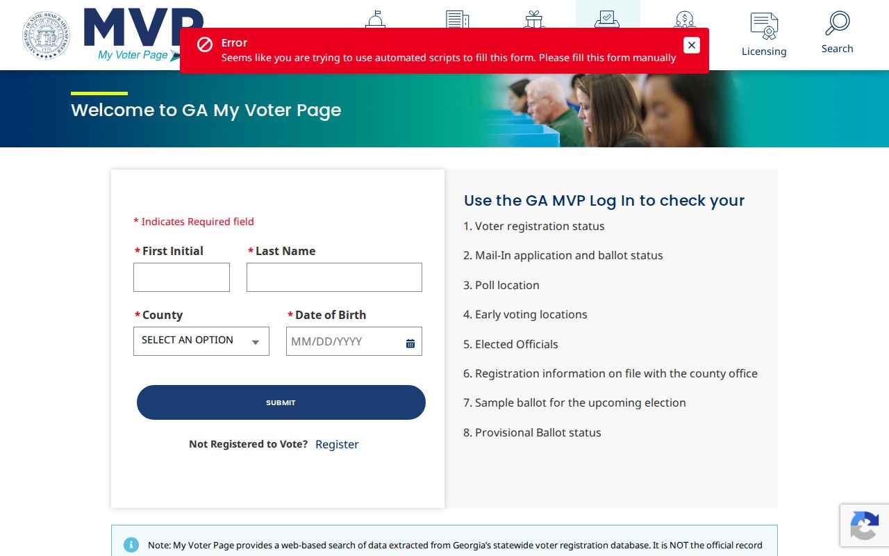 LaGrange voter records lookup on Georgia My Voter Page