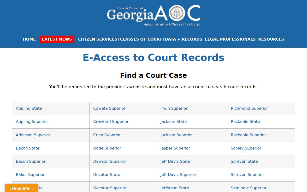 LaGrange public records gateway for Georgia court cases