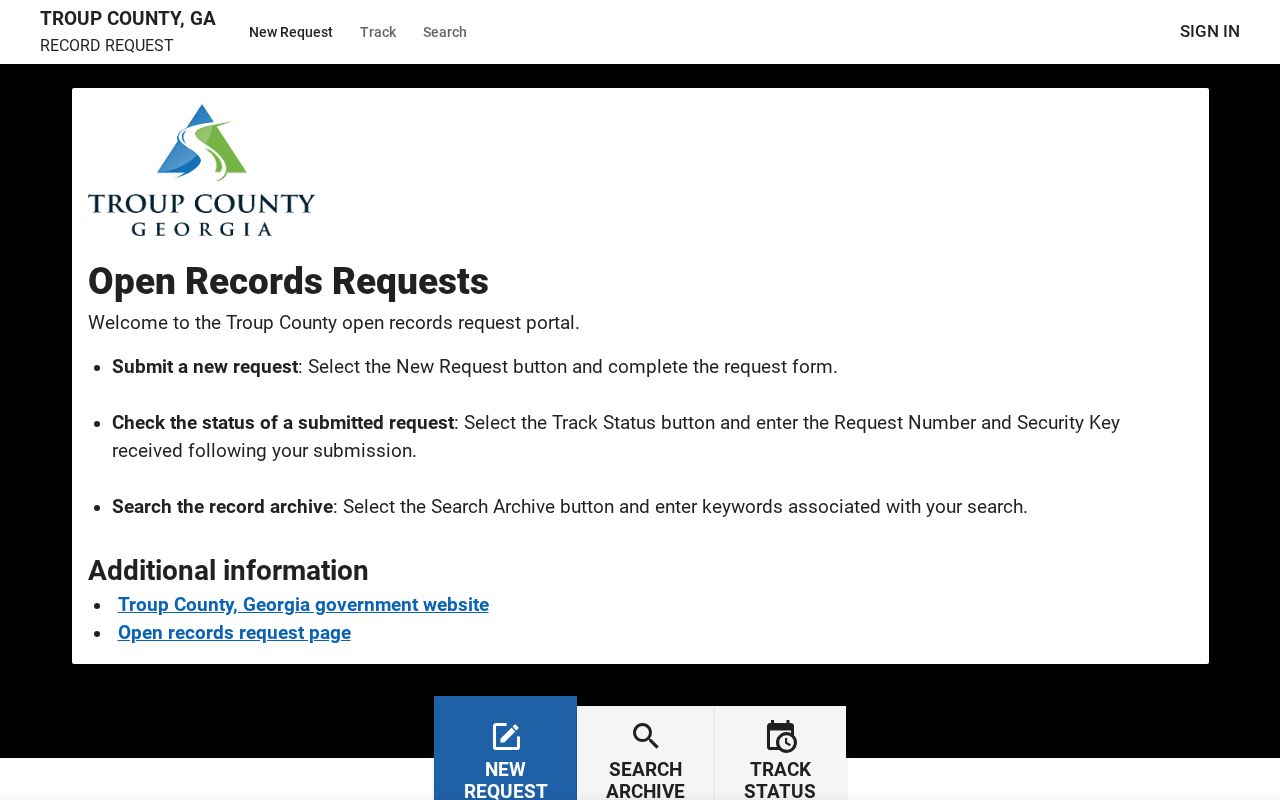 LaGrange public records request portal for Troup County